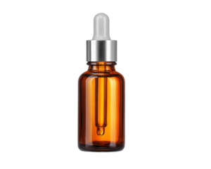 Amber Glass Dropper Bottle with Pipette for Essential Oil, Serum or Liquid Storage, Isolated on White Background