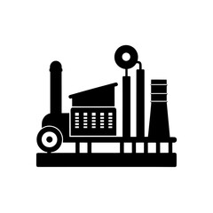 Obraz premium Black silhouette of factory design on transparent background