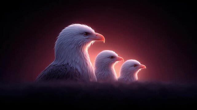 Close-up of a Bald Eagle Family Highlighting Family Warmth