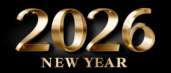 Celebration of New Year 2026 in a festive, decorative setting with sparkling elements and bold graphics highlighting the new year