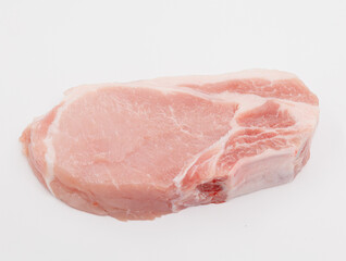 Fresh Pork Chop on White Background. Raw Meat for Cooking, Grocery, and Recipe Preparation