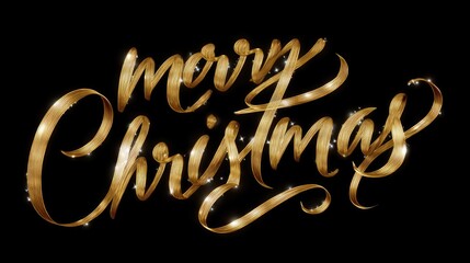 Elegant gold script wishing a joyful Christmas season against a black background with sparkling accents