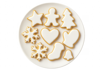 Holiday cookies with white icing on plate