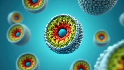 Colorful molecular structure, nanotechnology innovation, scientific research, biotechnology breakthrough, abstract biological design, cell model visualization, microscopic pattern, futuristic science - Powered by Adobe