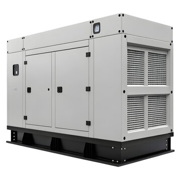 Stationary diesel generator isolated on transparent background