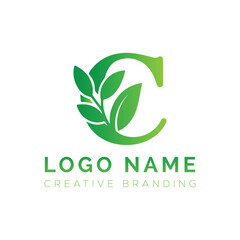 Letter C eco friendly logo, green eco logo, eco friendly logo design