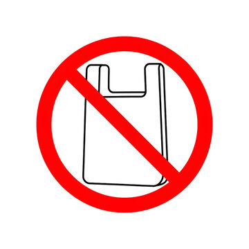 No plastic bags allowed symbol for eco conscious shoppers and zero waste lifestyle, ban the bag campaign