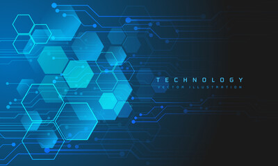 Abstract blue technology circuit data futuristic hexagon geometric on white design modern creative background vector