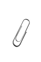 Obraz premium Silver paper clip isolated on transparent background, a simple and essential office supply for organizing documents and keeping papers neatly together