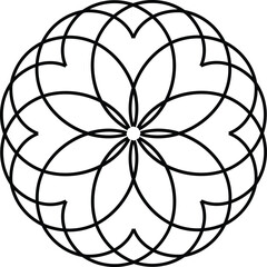  a black and white geometric pattern that resembles a mandala or a mosaic. It is a type of decorative design often used in art and various crafts. 