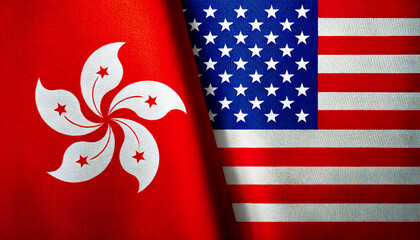 アメリカの国旗と香港の旗(USA Flag & Hong Kong flag.)

