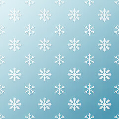 A seamless pattern of elegant snowflakes on a soft blue gradient background, Ai Generate.