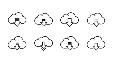 Cloud download icons set data storage upload transfer internet cloud computing symbol collection vector