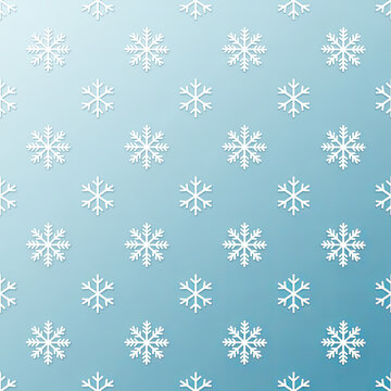 A seamless pattern of elegant snowflakes on a soft blue gradient background, Ai Generate.