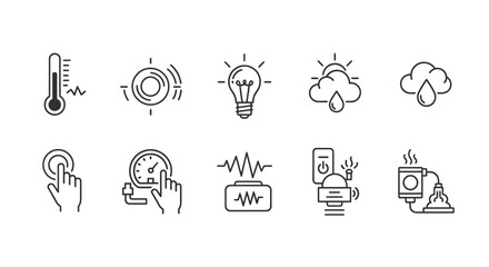 Collection of concept icons representing innovation technology ideas and digital communication vector