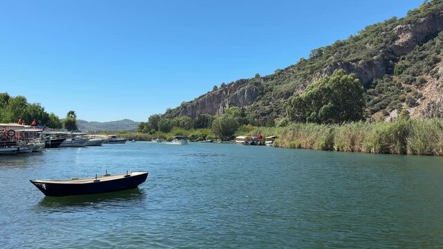 A boat tour among the reeds on the Dalyan River. Ortaca, Muğla