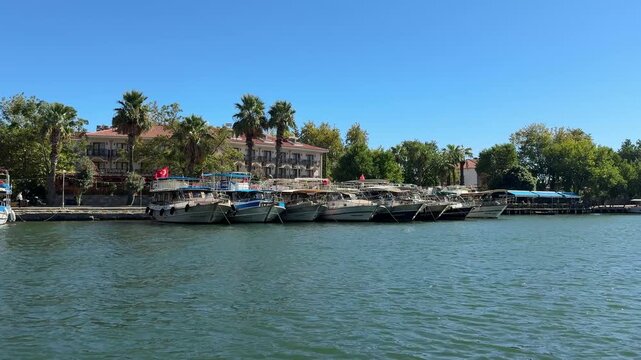 A boat tour among the reeds on the Dalyan River. Ortaca, Muğla