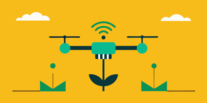 Flat Design AI Powered Agriculture Smart Drone