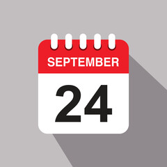 24 september calendar date icon. vector illustration with shadow design