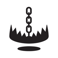 Obraz premium Bear Trap Silhouette Icon Metal Chain Danger Hunting Tool Wild Animal Capture Equipment Vector
