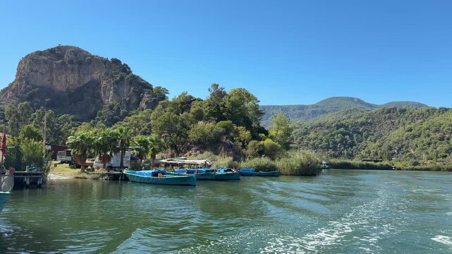 A boat tour among the reeds on the Dalyan River. Ortaca, Muğla
