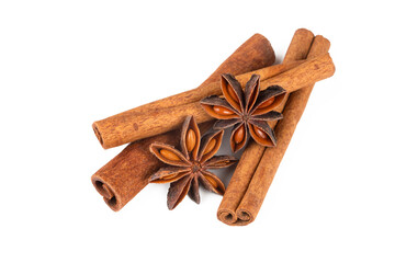 Star anise on the white background
