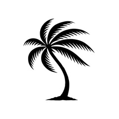 Palm Tree Silhouette Tropical Coconut Tree Vector Illustration on White Background