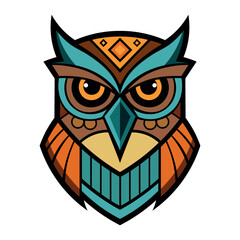 Creative Geometric Style Owl Head Vector Illustration