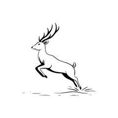 Leaping reindeer in motion across snow, representing freedom, nature, and the festive spirit of winter celebrations.