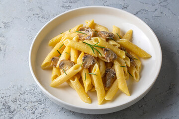 Creamy mushroom penne pasta is delicious