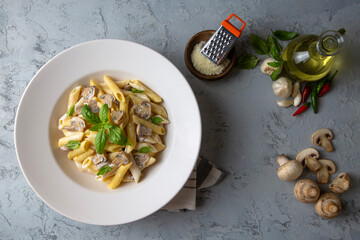 Creamy mushroom penne pasta is delicious