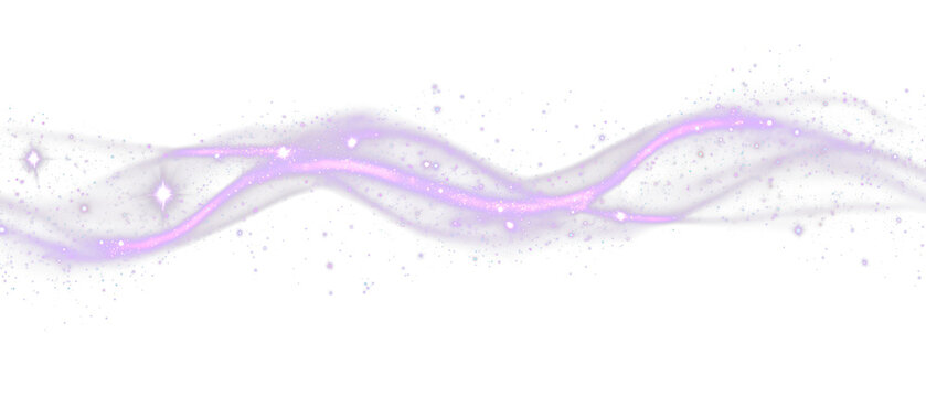 Cosmic Violet Light with Particles Flowing Gracefully Isolate on Transparent Background, cutout, png
