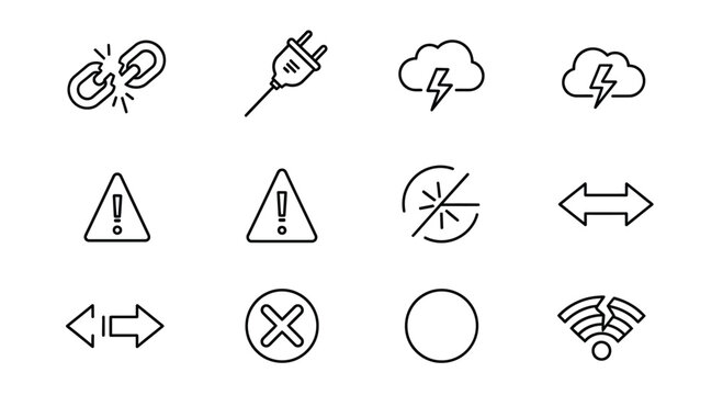 Set of thin line icons representing digital technology and connectivity symbols vector