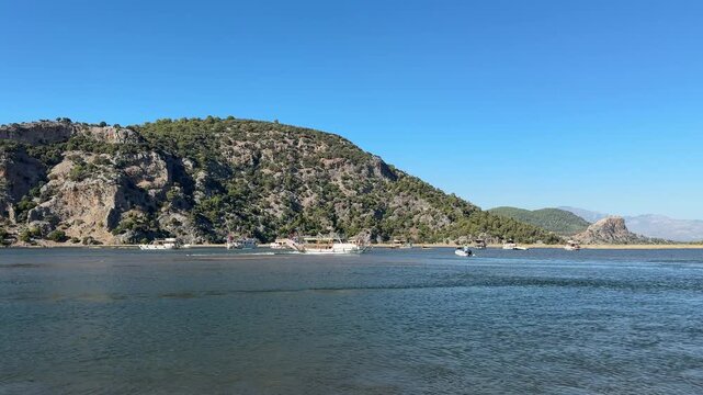 A boat tour among the reeds on the Dalyan River. Ortaca, Muğla