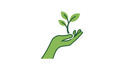 Green Hand Holding Sprout: Nature, Environment, Growth, and Care Symbol