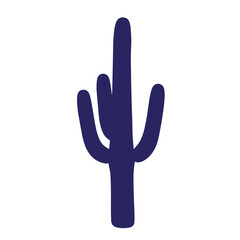 Fototapeta premium Stylized illustration of a simple dark blue saguaro cactus isolated on white background