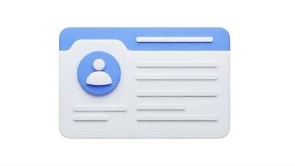 Profile card user interface ui design template contact information business card personal data card 3d render on transparent background