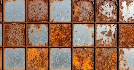 Rusted metal grid showing signs of corrosion and decay for industrial concepts - Powered by Adobe