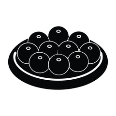 Plate of sufganiyot doughnuts vector silhouette illustration 