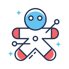 Take a look at this amazing flat outline icon of voodoo doll in modern style