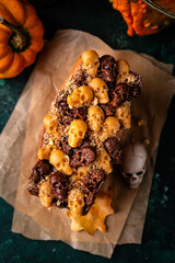 Halloween cake decorated with skull