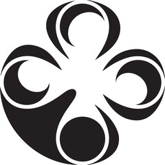 Abstract black and white floral design isolated on white background for decoration