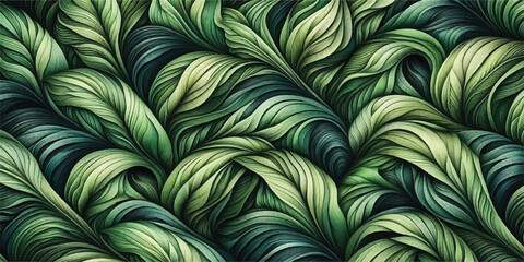 An abstract background of green tropical leaves with a ripple effect, perfect for wallpapers or designs.