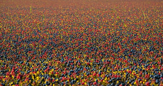Vibrant field of ripe cranberries ready for harvest a beautiful agriculture scene