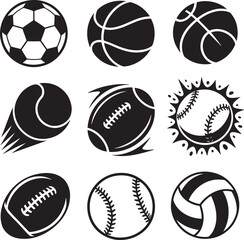 Fototapeta premium Collection of diverse sports balls soccer basketball