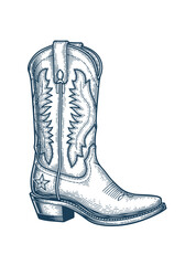 Vintage Cowboy Boot Vector Illustration