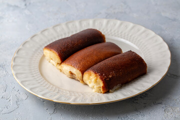 Kazandibi milk baked pudding, Turkish dessert