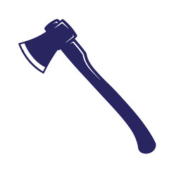 Vector illustration of an axe with a dark blue silhouette and white outline