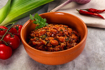 Chili con carne with beef and beans