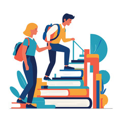 Flat geometric vector for National Mentoring Day featuring mentor support, digital guidance, paper planes, puzzle link, superhero theme & knowledge sharing